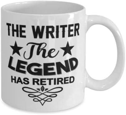 Escritor MUG, The Legend se aposentou, idéias de presentes exclusivas para escritor, copo de chá de caneca de café branco