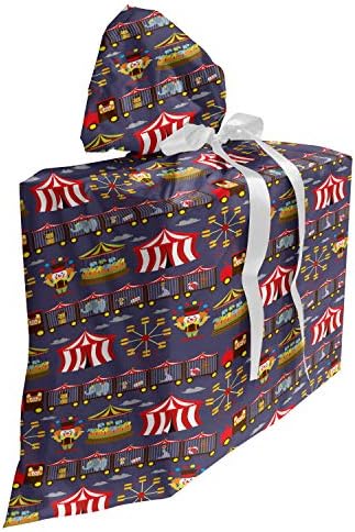 Bolsa de presente de tecido de circo lunarable, Vintage Inspired Carousel Ferris Wheel and Plown Carnival Theme Park Pattern