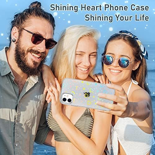 Caso do coração Loev para iPhone 11 Claro holográfico de telefone cardíaco, mudança de cor de cor de cor de cor de coração