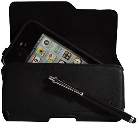 Clipe de coldre de cinto de couro preto de kuteck para iPhone 4 4s com otterbox / salva -vidas / mophie suco pack