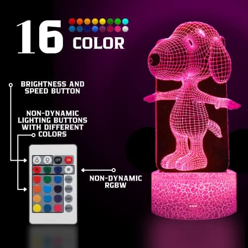 Yarrd Dog Animal 3D Lâmpada Night Light Touch Tou mesa Lâmpadas de mesa 7 Luzes de alteração de cor com acrílico Flat