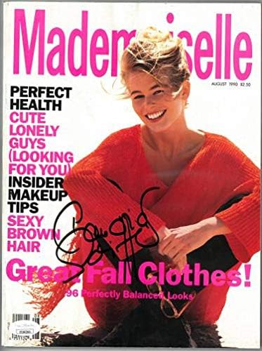 Claudia Schiffer assinou Mademoiselle Full Magazine agosto de 1990- EE60260 - JSA Certified - Revistas de cinema