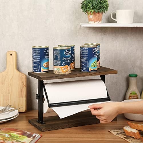Mygift Kitchen Banchetop Paper Tootom Setor e Rack de prateleira de exibição de condimentos, dispensador de madeira