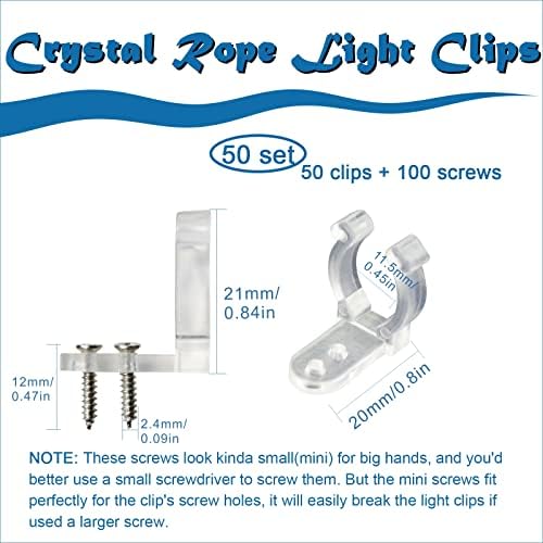 Beaneed 50 pacote de clipes de luz de corda com 100 peças parafusos LED ganchos externos para luzes de barbante de 1/2 polegada
