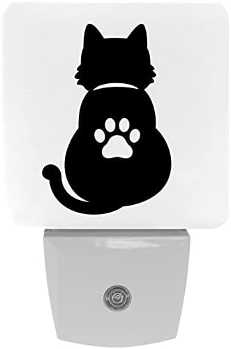 Pata de gato branco preto LED Night Light, Kids Nightlights for Bedroom Plug Int Wall Night Lamp Brilho ajustável para escadas do quarto Decoração do quarto do bebê corredor