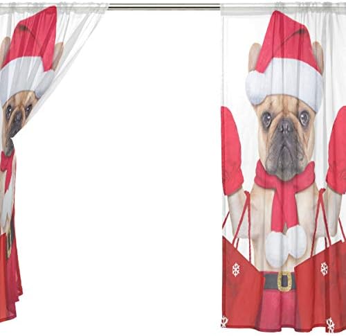 Melhor carpinteiro de Natal para cães de cães semi-pura cortinas DRAPES VOIL DRAPES TRATAMENTO DE PAINEL-55X84IN PARA LIVRA QUARTO