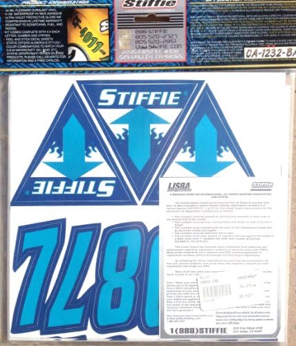 Stiftie Hardline Aqua/azul marinho 3 Alfa-numérico Números de identificação de adesivos para barcos e embarcações pessoais