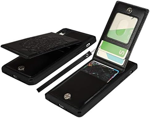 ICOvercase para iPhone XR Caixa de carteira com suporte de cartão de crédito, [bloqueio de RFID] Coloque magnético premium Coloque magnético Pulseira Strap Strap Chofsoof para iPhone XR