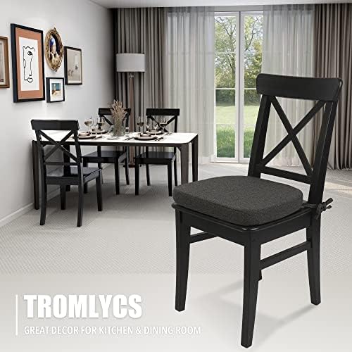 Almofadas de cadeira de cozinha Tromlycs para almofadas de jantar conjunto de 4 categorias em forma interna em forma de UN sem deslizamento com laços de 17 x 16 polegadas cinza preto