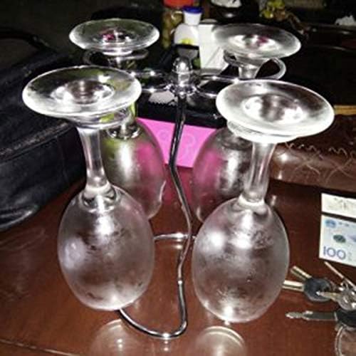 Rack de vidro de vinho pendurado, prateleiras de haste de aço inoxidável, organizador de copo de vinho de mesa, para armazenamento em casa e bar e exibição artística - 5,5 × 9,4 polegadas