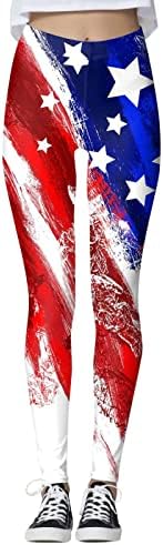 Leggings de ioga para mulheres com cintura alta bandeira americana leggings