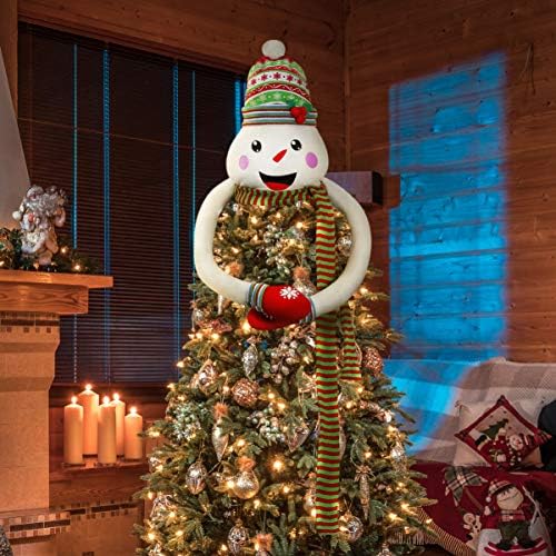 PretyZoom Christmas Tree Topper Snowman Hompger com lenço de chapéu e braços positáveis ​​para matérias -primas de Natal Decoração