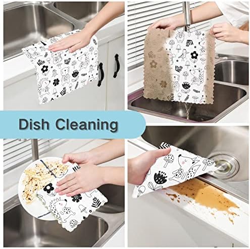 Cataku Benha de animais fofos panos de prato de cozinha para lavar pratos de lavagem reutilizável Toalhas de pano de pano de pano de microfibra panos de panos para cozinha, 6 pacote