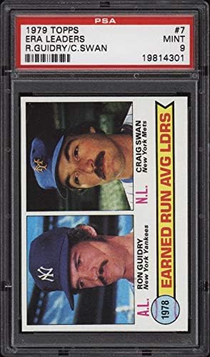 1979 Topps 7 Líderes da ERA R.Guidry/C.Swan - Mets Yankees - PSA 9-19814301 - Cartões de beisebol com lajes