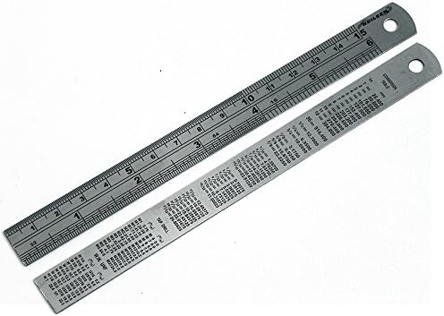 100 x Nielson 6 polegadas 150mm Tabela de conversão de regras de aço inoxidável na parte traseira