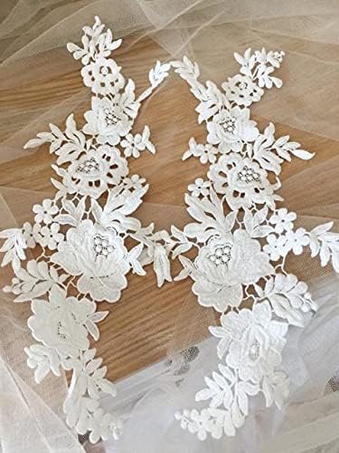 Selcraft 5 pares 10 peças Crochet Lace Applique Par Par Cabelo Flor Flor Flor de Casamento Lace Pedaça Véu Motivo