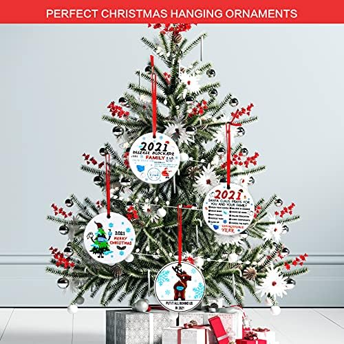 4 pacotes de enfeites de natal, decoração de ornamentos de árvore de Natal de madeira 2022, lembrança redonda ornamentos