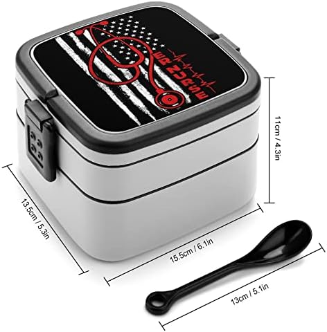 American Flag Nurse Lunch Boga Box de camada dupla portátil Bento Caixa de grande capacidade Recipiente de alimentos