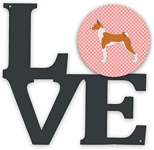 Tesouros de Caroline BB3674WALV BASENJI PARCEBRO PRINCIPAL DE METAL PINK METAL WALL ARTORE, LOVE,