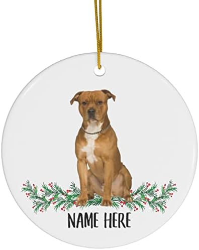 Nome personalizado engraçado American Bully Gold Gifts 2023 Ornamentos de árvore de Natal Círculos Círculos