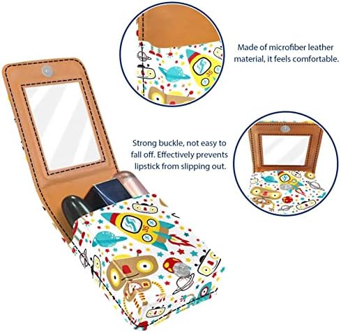 Caso de batom de maquiagem de desenho animado do espaço externo para o mini batom de mini batom com espelho Bolsa de batom