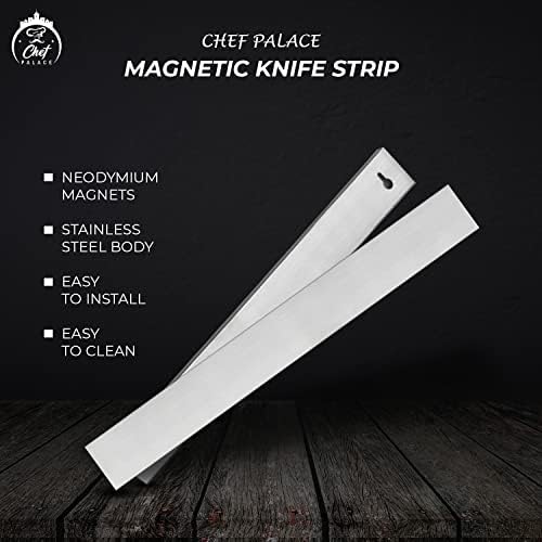 Chef Palace Magnetic Knife Strip, simples de instalar, cabide de montagem na parede de faca multiuso, adequada para utensílios e ferramentas de cozinha 40cm de barra de faca magnética forte