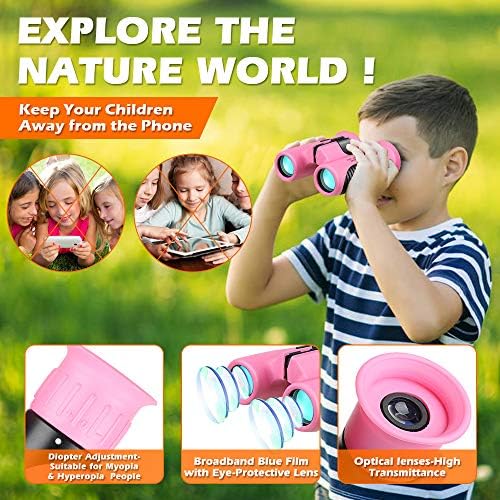 Mini binóculos compactos para crianças - 8x21 Zoom Kids Binoculars Toy Gift Shop Profif para 3 4 5 6 7 8 9 10 11 12