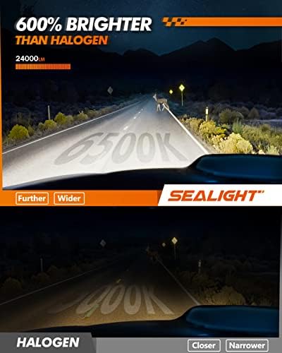 Lâmpadas LED de Sealight H7 com lâmpadas LED H11/H9/H8/H16, 6500k White Cool White, Substituição da lâmpada de halogênio com anel