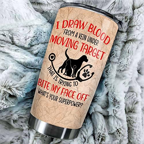 Medroc Vet Tech Tecler Tumbler Aço inoxidável Presente Tech Vet Tech, Draw Blood Funny Presente para Vet Tech Assistente de Vet Recepcionista, Vet Student Graduation Prese