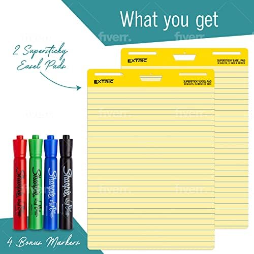 Flip Chart Cavalo Pad com linhas, papel de gráfico de 25 x 30, 2 PK 30 ct. Papel de pôster, suprimentos de ensino, itens