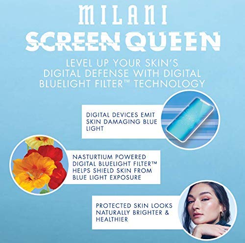 Milani Screen Queen Liquid Foundation Makeup - Fundação Free de Crueldade com Tecnologia Digital Bluelight Filter