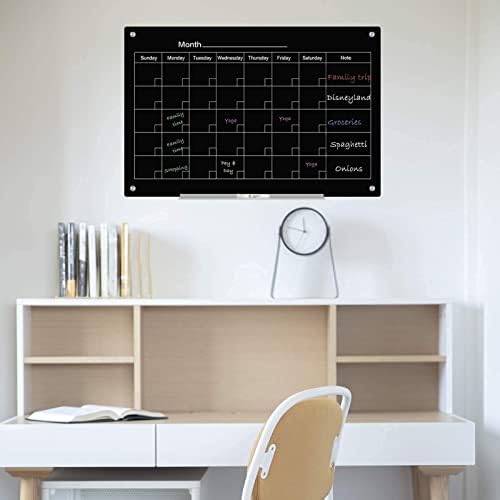 J & J Worldwide Glass Whiteboard, Magnetic Black Dry Erase Board 4 'x 3'+J & J Worldwide Magnetic Glass Whiteboard Calendário, Vidro