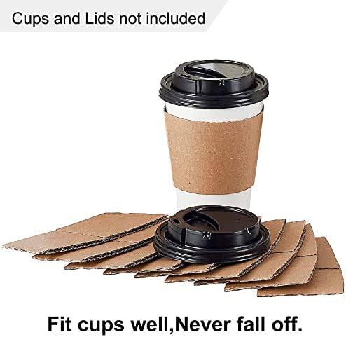 Springpack Coffee Sleeves - 500 contagem de mangas de xícara de xícara de xícara de ondulação dispensável - Kraft mangas de papel protetem