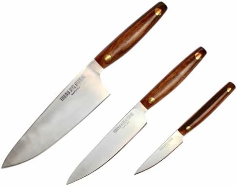 Virginia Boys Kitchens 3 peças Chef Knife Conjunto - Feito nos EUA 420 Aço inoxidável de alto carbono - Chef, Utilty, Facas de Paring
