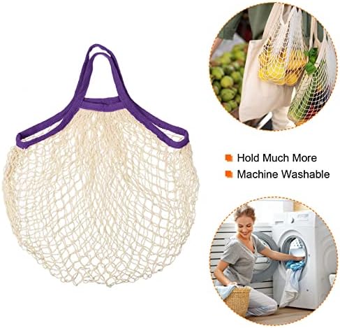 Meccanixity Cotton Mesh Bag reutilizável lavável malha líquida de compras de barrocerismo Organizador, para frutas