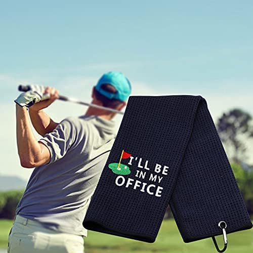 Presente de golfe de golfe bordado Golf Golf Gift, estarei na minha toalha de golfe com clipe
