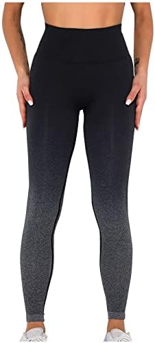 Leggings de treino para mulheres gradiente de cintura alta cortagem de barriga de controle de ginástica macia calças