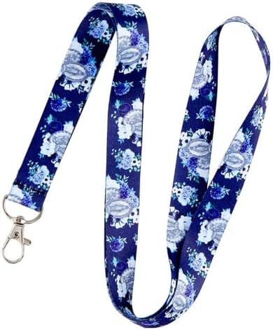 Needzo Floral Miraculous Medal Neck cordão, chaveiro de flores azul e branco para mulheres, 22,5 polegadas