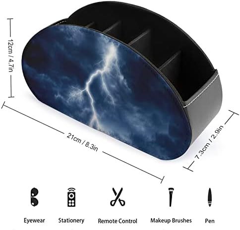 Lightning Strike em uma caixa de armazenamento Stormy Sky TV Remote Control Storage com 5 compartimentos para desktop de escritório