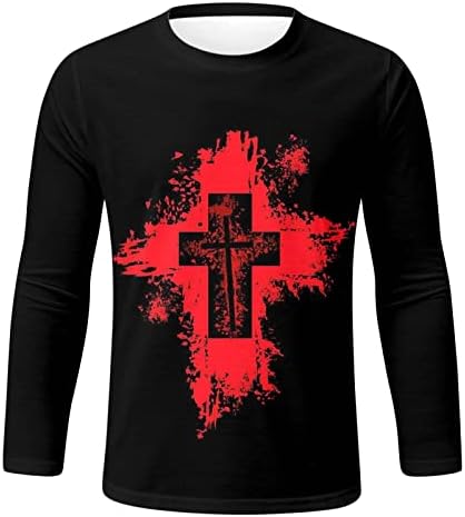 XXBR HALLOWEEN Mens Soldado Soldado Longa T-shirts, Vintage Jesus Cruzado Principado Músculo Athletics Party Tee Tops