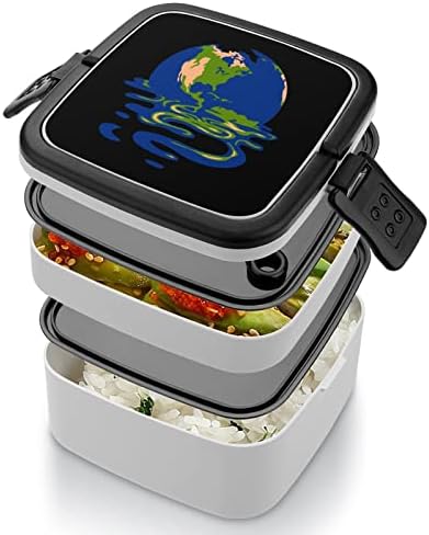 Banta de lancheira derretida Earth Box de camada dupla portátil Bento Caixa de grande capacidade Recipiente de alimentos