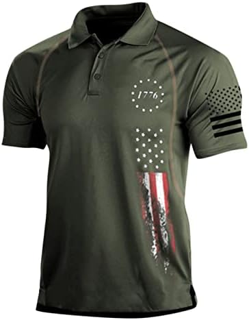 Masculino retro polo colorido bloco elástico esportes ao ar livre Muscle America Printing de manga curta Camisa de manga