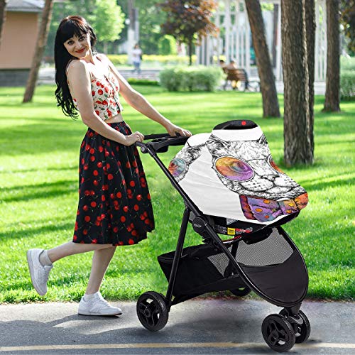 Retrato de tampas de assento de carro para bebês gatos - Capa de carrinho de carrinho de enfermagem e amamentação, cobertura de carro de uso múltiplo, para mães e babyies