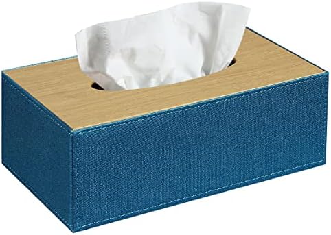 Caixa de lenços de papel Capa retangular, porta -papelão de couro para papel facial de guardana