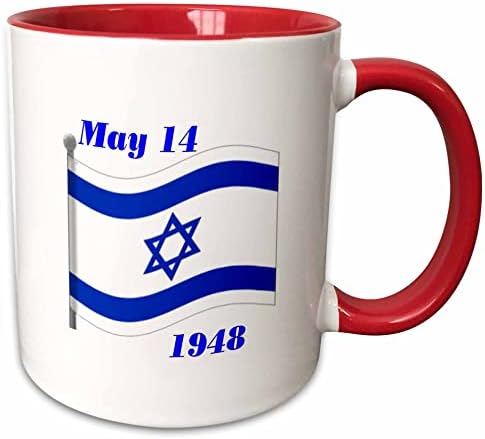 Imagem 3drose de bandeira de Israel com seu dia de caneca de nascimento, 11 oz, vermelho