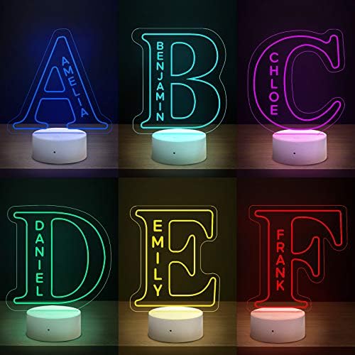 Nome personalizado Night Light LED NEON 7 CORES Lâmpada personalizada Nome gravado Carta iluminação Up Table Lâmpada