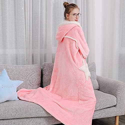 Uxzdx CuJux Winter Womens Star Start Starded Hooded engrosse coral lã quente lã de roupão de banho Pijamas para dormir com zíper