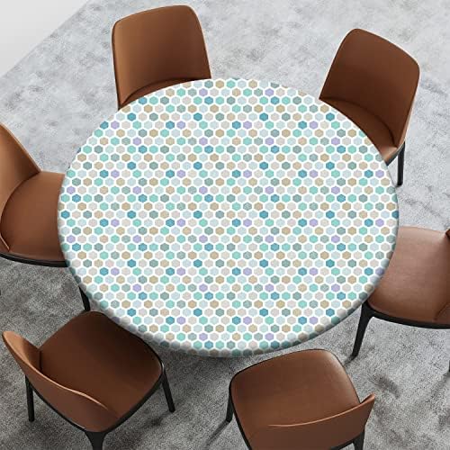 Padrão de mármore yaofuren Tonela de mesa redonda, borda elástica, adequada para catering e cozinha pode limpar a cobertura de mesa