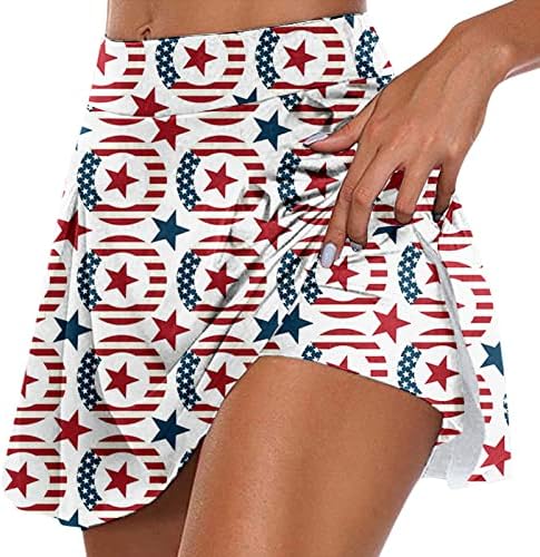 4 de julho American Flag Skorts Saias com shorts para mulheres com cintura alta Skorts Flowy Golf Skorts 2 em 1 mini -saia