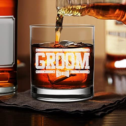 Neenonex Groom Groom Trey Whisky Glass - Bacharel em Bacharel em Bacharel para o noivo